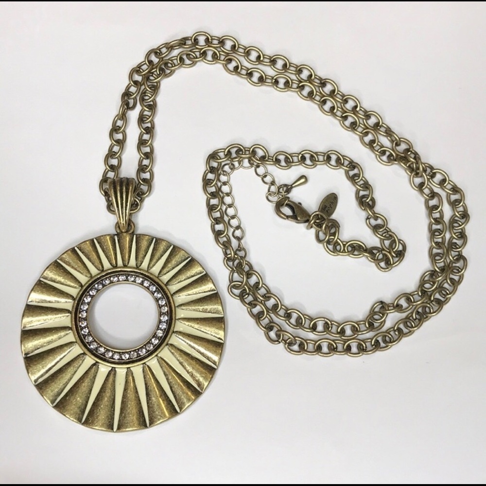 Lia Sophia antique gold tone necklace with pendant
